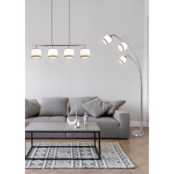 Davos - Chrome 4 Light over Island Fitting with White Shade Davos - Chrome 4 Light over Island Fitting with White Shade