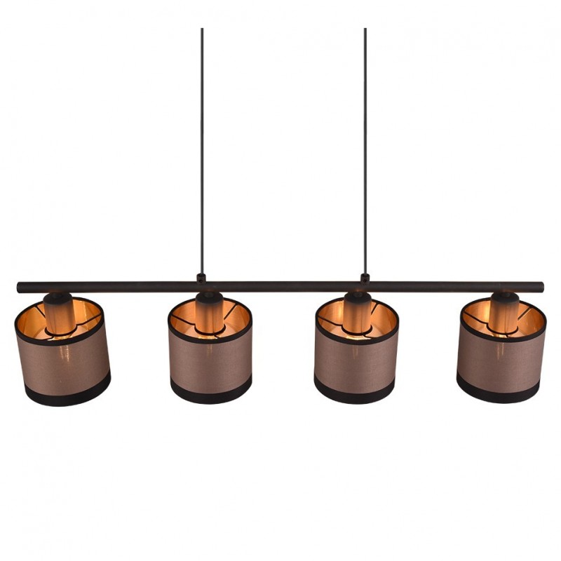 Trio-R31554041 - Davos - Black 4 Light over Island Fitting with Taupe Shade