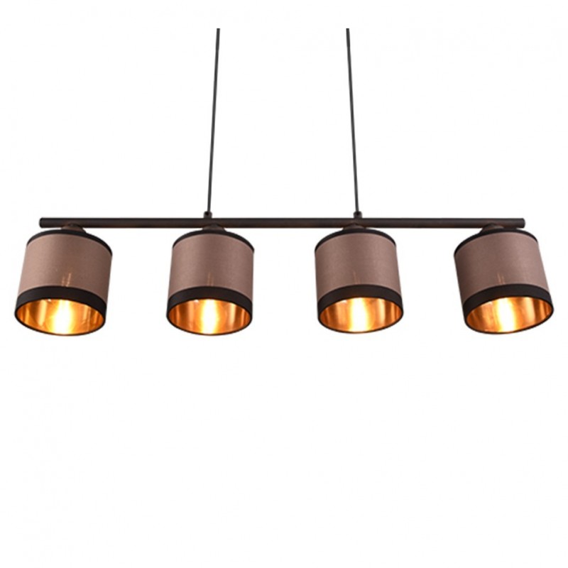 Trio-R31554041 - Davos - Black 4 Light over Island Fitting with Taupe Shade