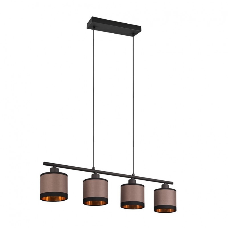 Trio-R31554041 - Davos - Black 4 Light over Island Fitting with Taupe Shade