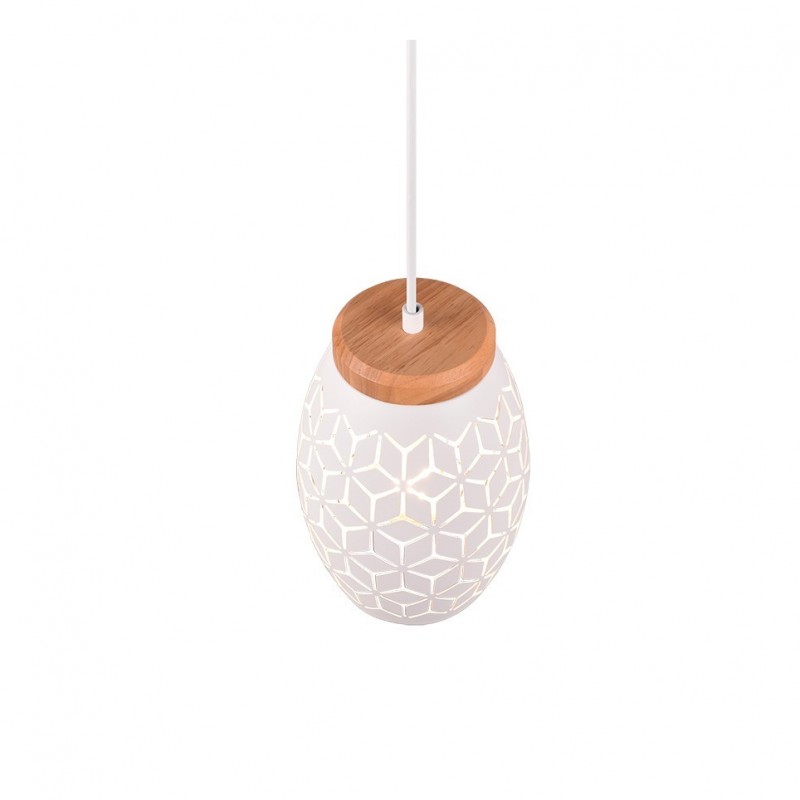 - Bidar - White Pendant with Wood Accent Trio-R31571031 - Bidar - White Pendant with Wood Accent