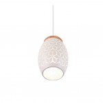 Bidar - White Pendant with Wood Accent Bidar - White Pendant with Wood Accent