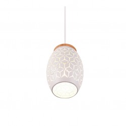 Bidar - White Pendant with Wood Accent Bidar - White Pendant with Wood Accent