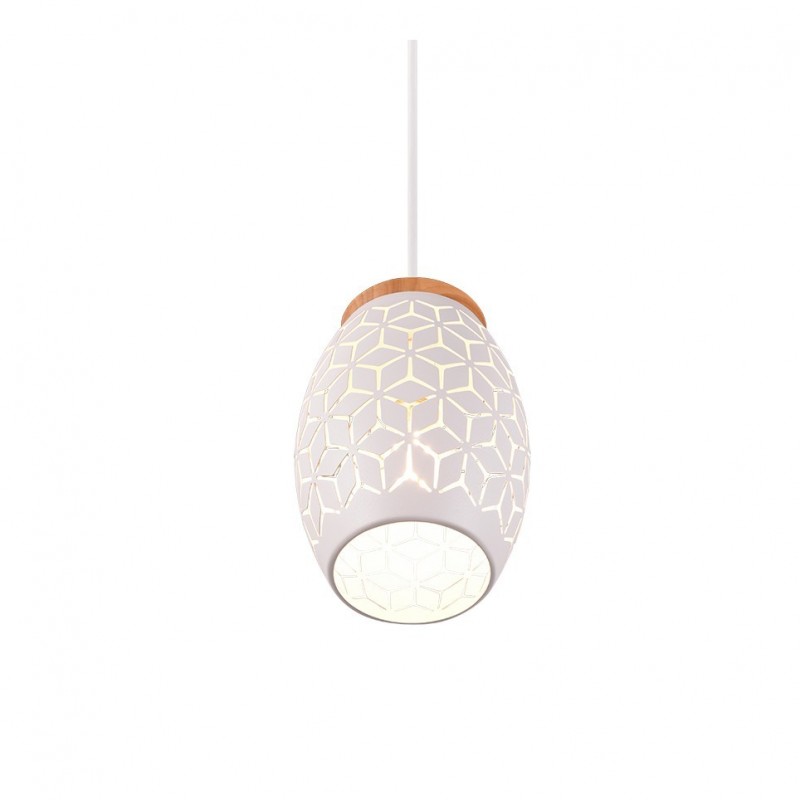 - Bidar - White Pendant with Wood Accent Trio-R31571031 - Bidar - White Pendant with Wood Accent