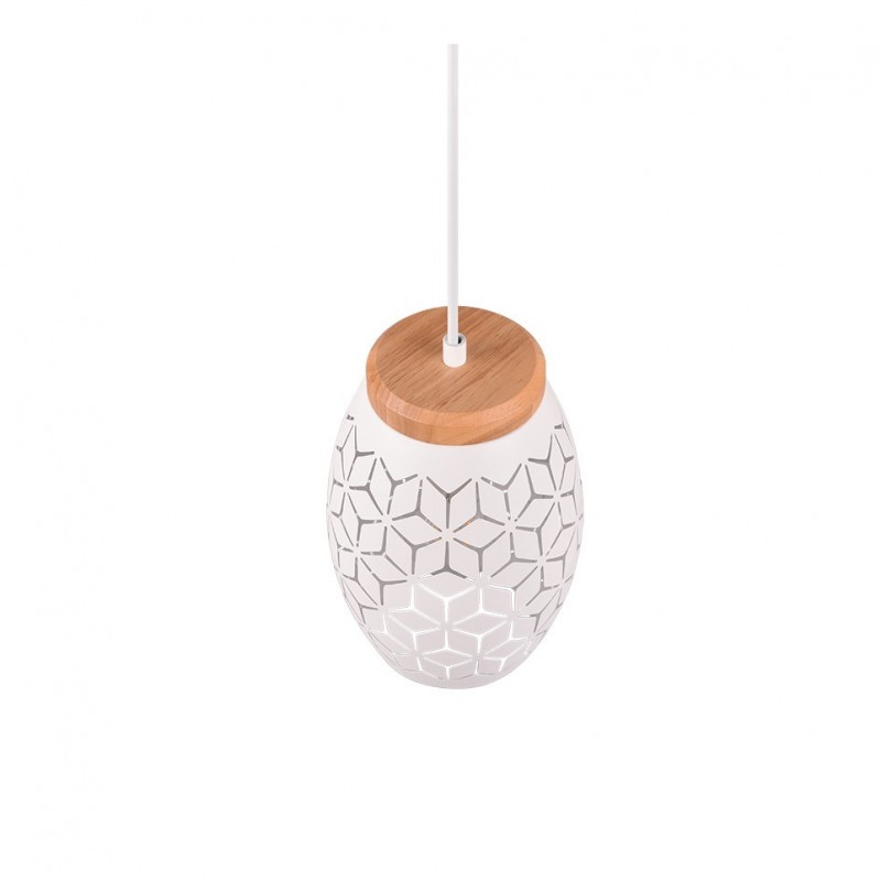 - Bidar - White Pendant with Wood Accent Trio-R31571031 - Bidar - White Pendant with Wood Accent