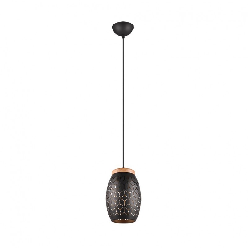 - Bidar - Black Pendant with Gold & Wood Accent Trio-R31571080 - Bidar - Black Pendant with Gold & Wood Accent