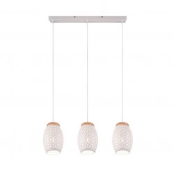 Bidar - White 3 Light over Island Fitting with Wood Accent