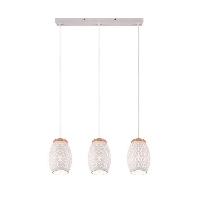 - Bidar - White 3 Light over Island Fitting with Wood Accent Trio-R31573031 - Bidar - White 3 Light over Island Fitting with Wood Accent