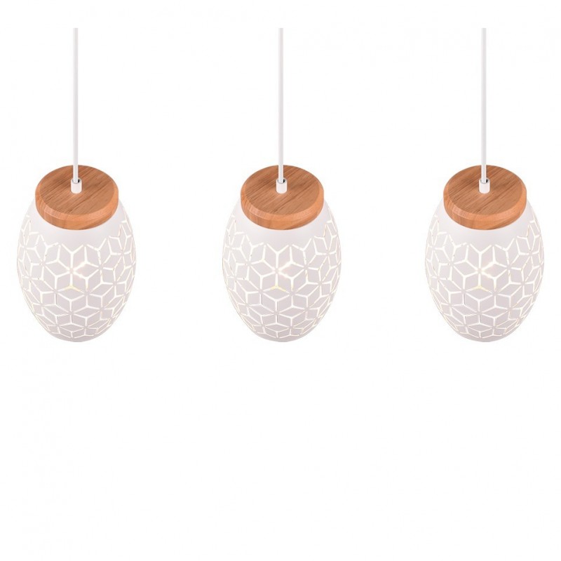 - Bidar - White 3 Light over Island Fitting with Wood Accent Trio-R31573031 - Bidar - White 3 Light over Island Fitting with Wood Accent