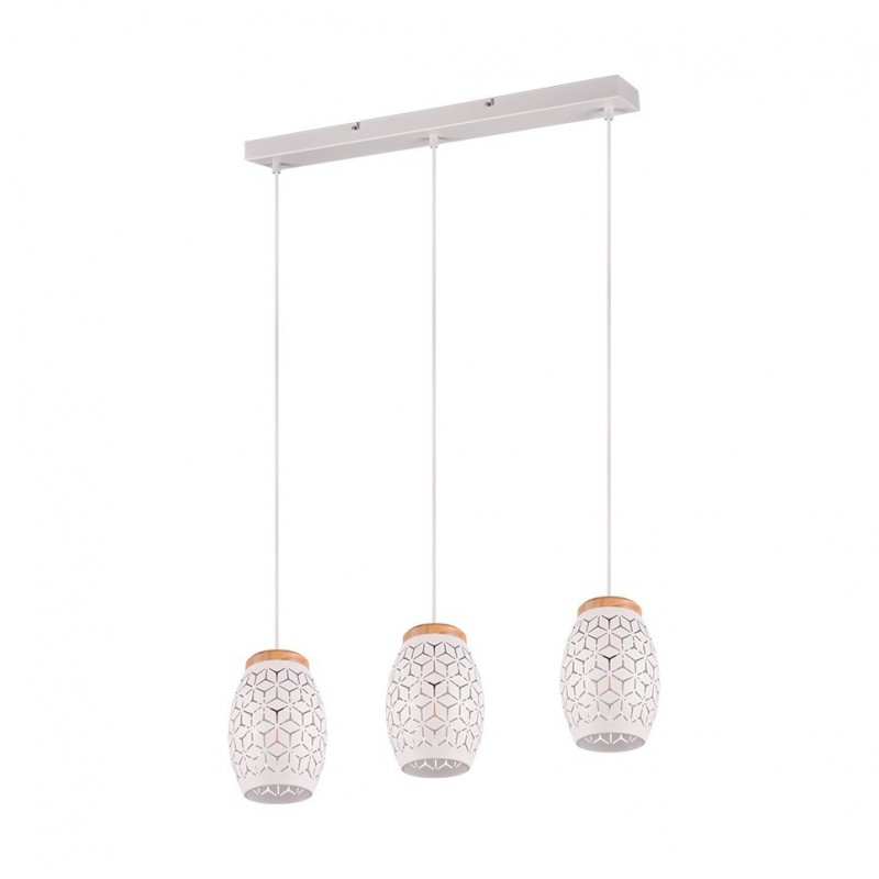 - Bidar - White 3 Light over Island Fitting with Wood Accent Trio-R31573031 - Bidar - White 3 Light over Island Fitting with Wood Accent