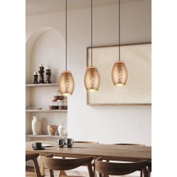 Bidar - Coffee 3 Light over Island Fitting with Wood Accent