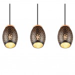 Bidar - Black 3 Light over Island Fitting with Gold & Wood Accent Bidar - Black 3 Light over Island Fitting with Gold & Wood Accent