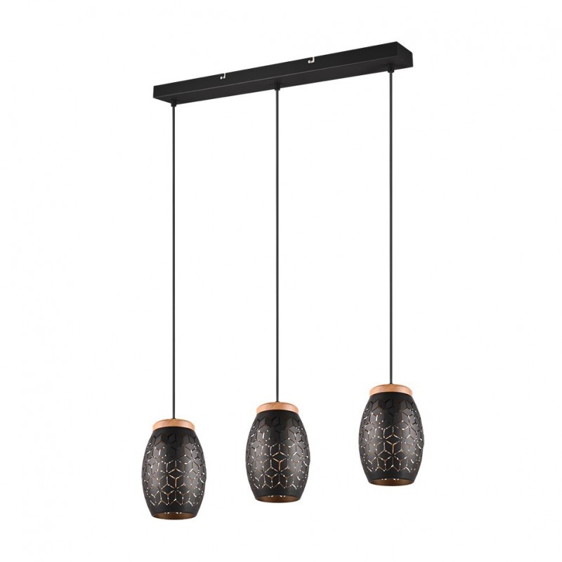 - Bidar - Black 3 Light over Island Fitting with Gold & Wood Accent Trio-R31573080 - Bidar - Black 3 Light over Island Fitting with Gold & Wood Accent