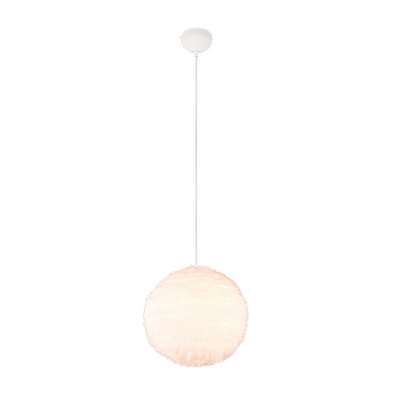 - Furry - White Pendant with White Synthetic Plush Ø 35 cm Trio-R31581001 - Furry - White Pendant with White Synthetic Plush Ø 35 cm