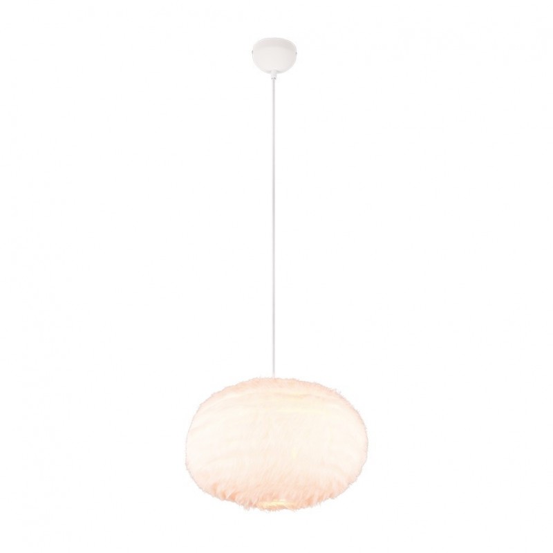 Ceiling Lights - Furry - White Pendant with White Synthetic Plush Ø 50 cm Trio-R31581901 - Furry - White Pendant with White Synthetic Plush Ø 50 cm