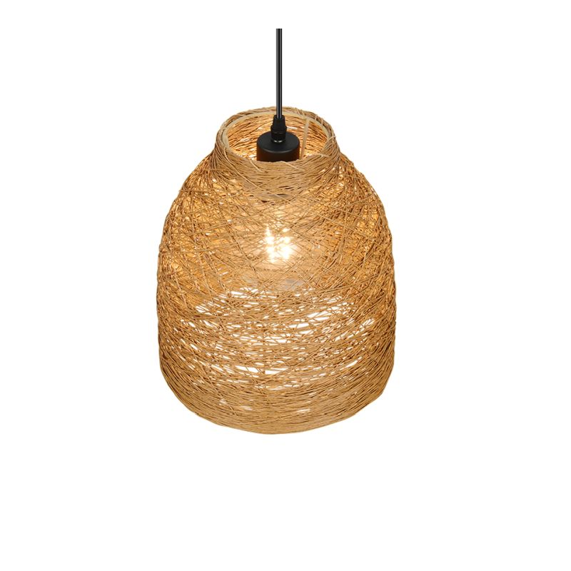 Trio-R31731026 - Joeline - Matt Black Pendant with Paper Yarn Shade