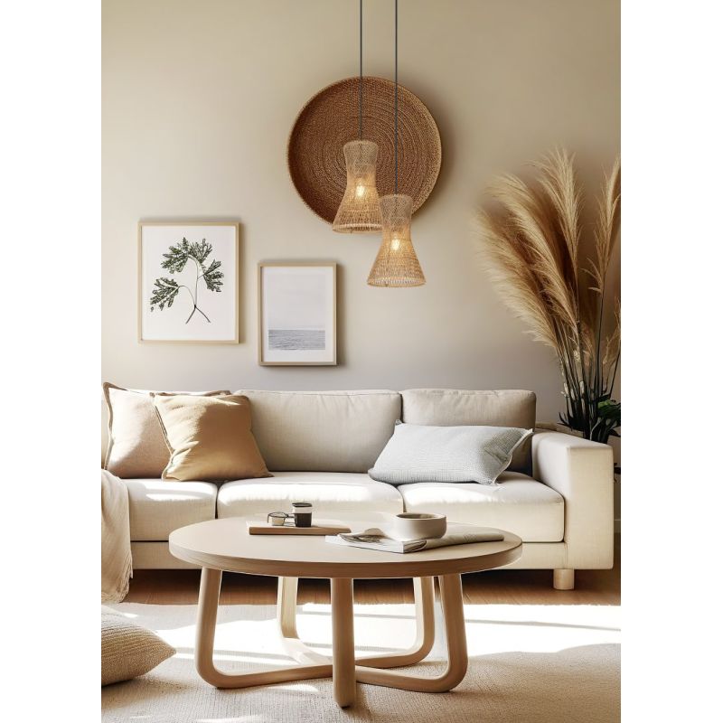 - Bijou - Matt Black Pendant with Paper Yarn Shade Trio-R31831026 - Bijou - Matt Black Pendant with Paper Yarn Shade