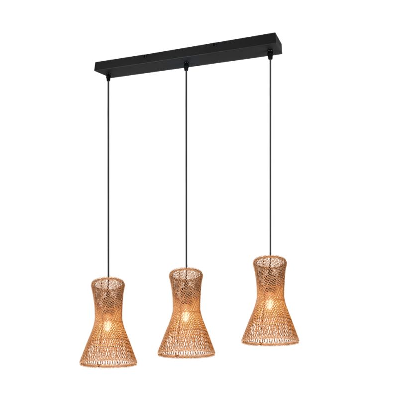Trio-R31833026 - Bijou - Matt Black 3 Light over Island Fitting with Paper Yarn Shade