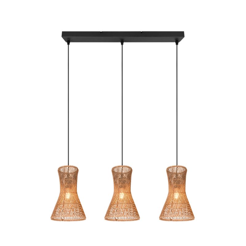 Trio-R31833026 - Bijou - Matt Black 3 Light over Island Fitting with Paper Yarn Shade