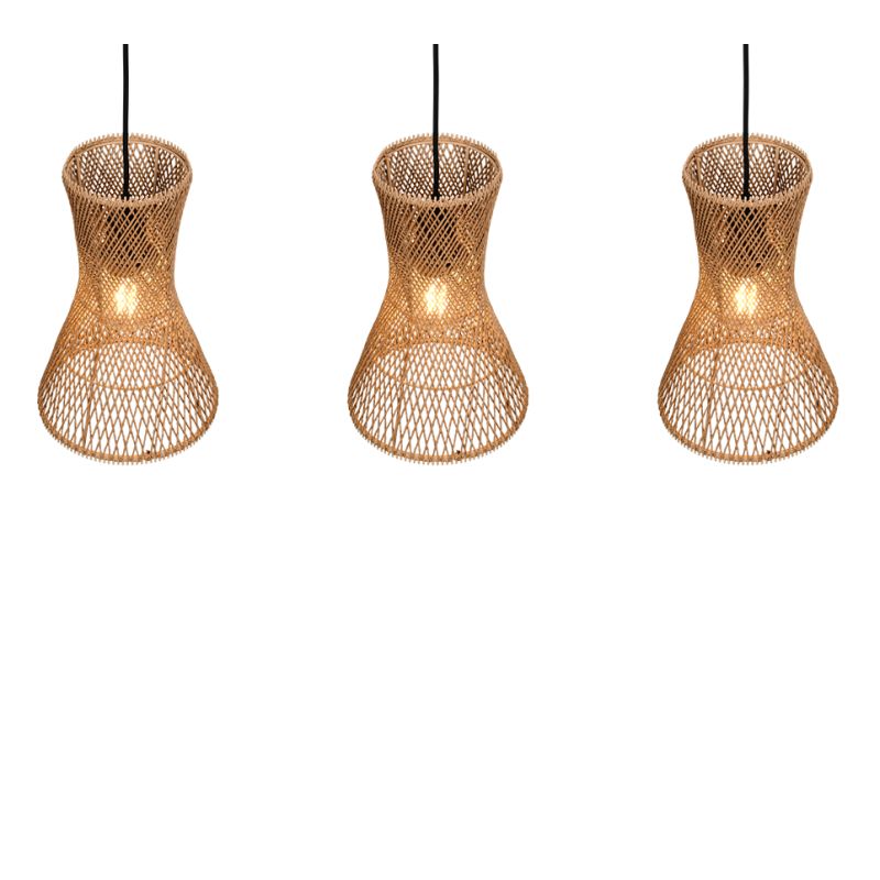 Trio-R31833026 - Bijou - Matt Black 3 Light over Island Fitting with Paper Yarn Shade