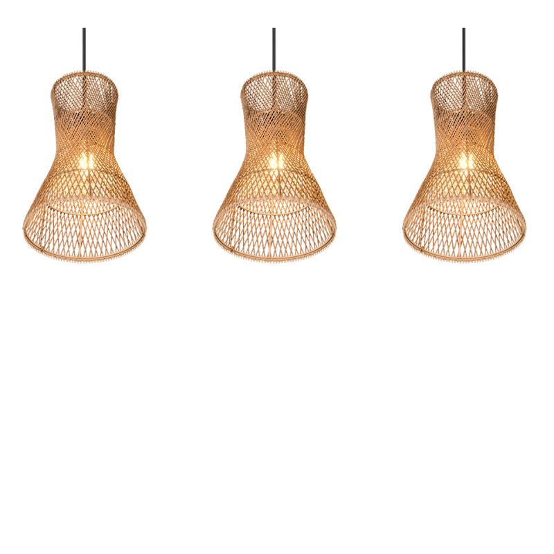 Trio-R31833026 - Bijou - Matt Black 3 Light over Island Fitting with Paper Yarn Shade