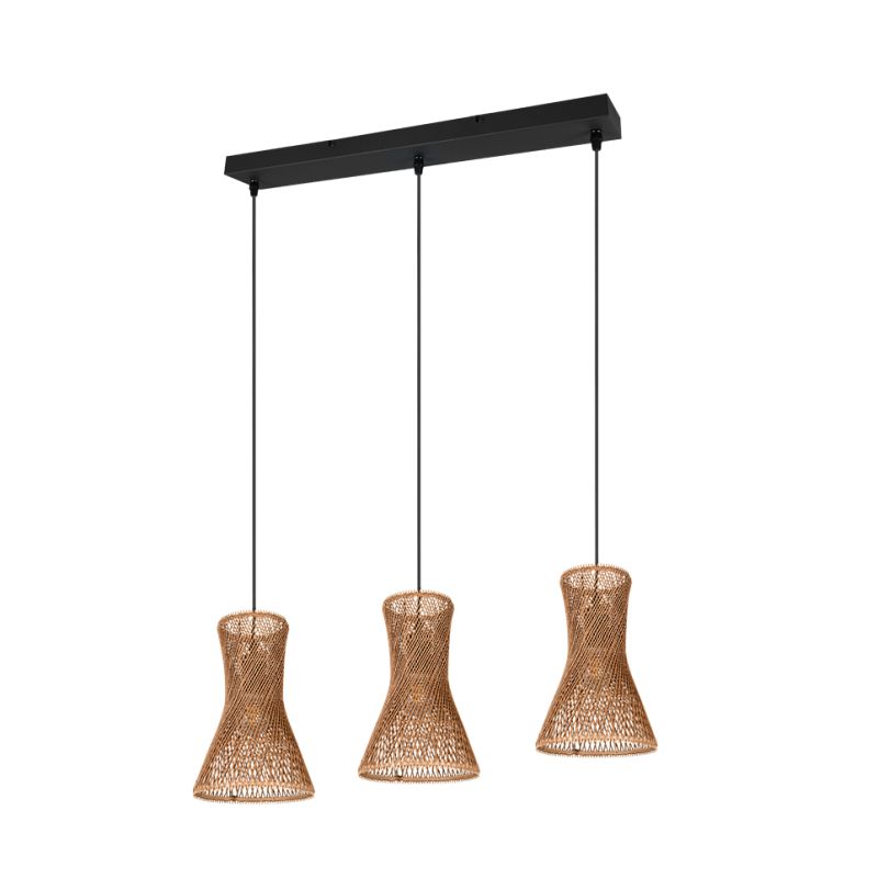 Trio-R31833026 - Bijou - Matt Black 3 Light over Island Fitting with Paper Yarn Shade