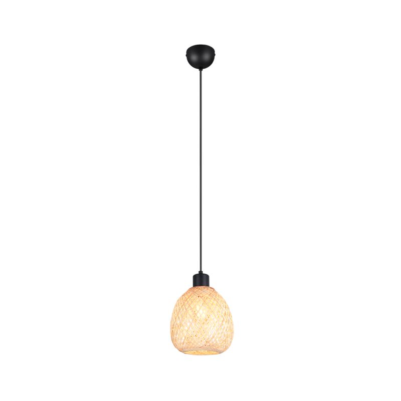 Trio-R31941036 - Amelie - Matt Black Pendant with Natural Bamboo Shade
