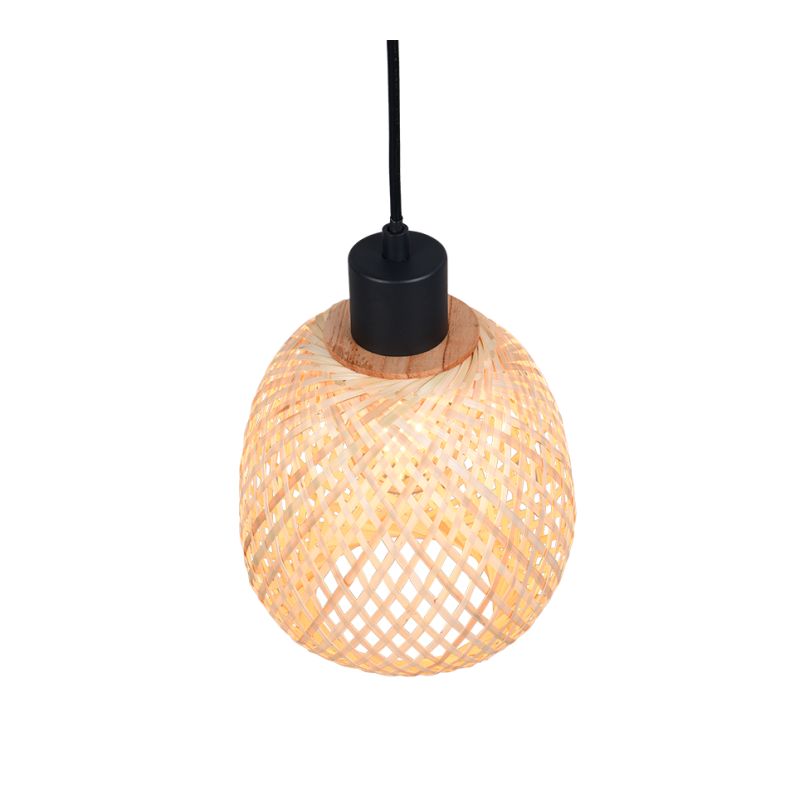 Trio-R31941036 - Amelie - Matt Black Pendant with Natural Bamboo Shade
