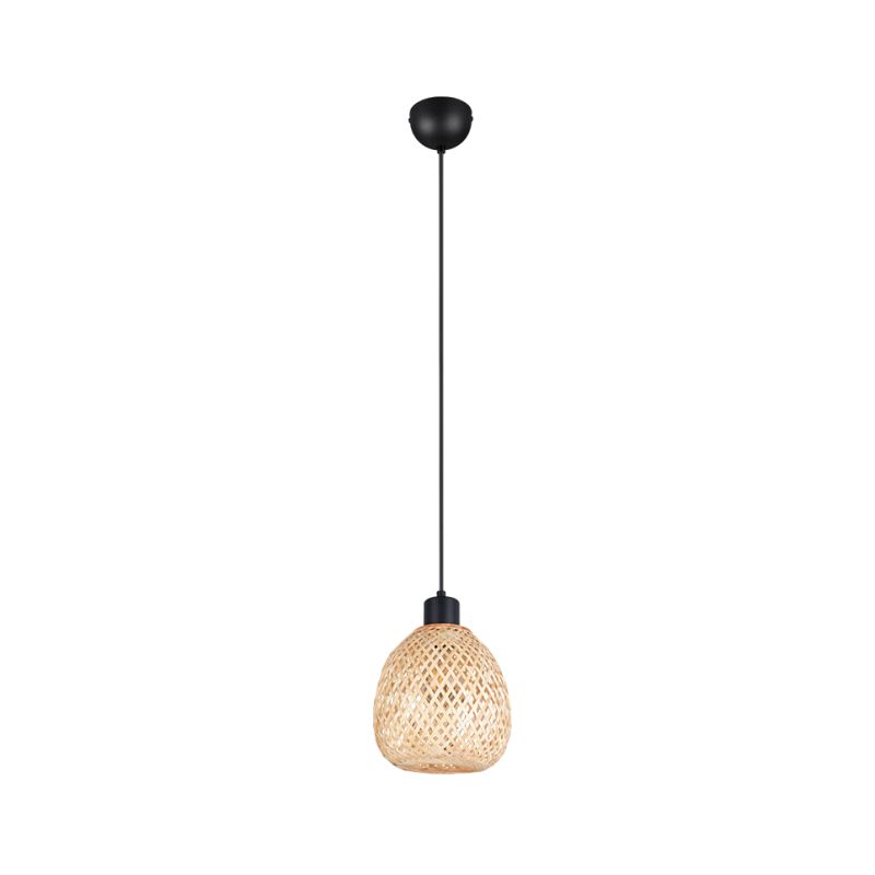 Trio-R31941036 - Amelie - Matt Black Pendant with Natural Bamboo Shade