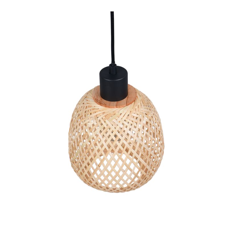 Trio-R31941036 - Amelie - Matt Black Pendant with Natural Bamboo Shade