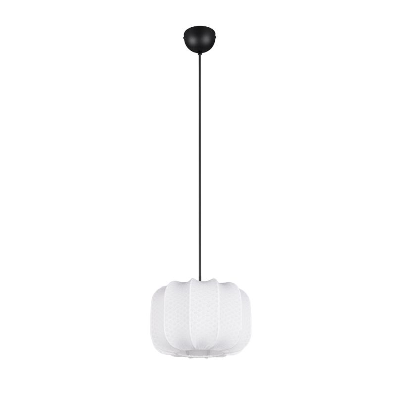 Trio-R31971001 - Madeline - Matt Black Pendant with White Fabric Shade ∅ 25 cm