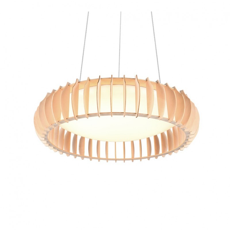 - Monte - Natural Wooden CCT Pendant with White Diffuser Trio-R32171930 - Monte - Natural Wooden CCT Pendant with White Diffuser