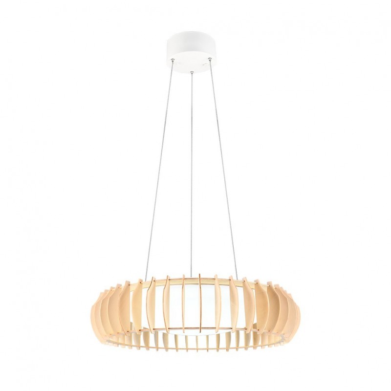 - Monte - Natural Wooden CCT Pendant with White Diffuser Trio-R32171930 - Monte - Natural Wooden CCT Pendant with White Diffuser
