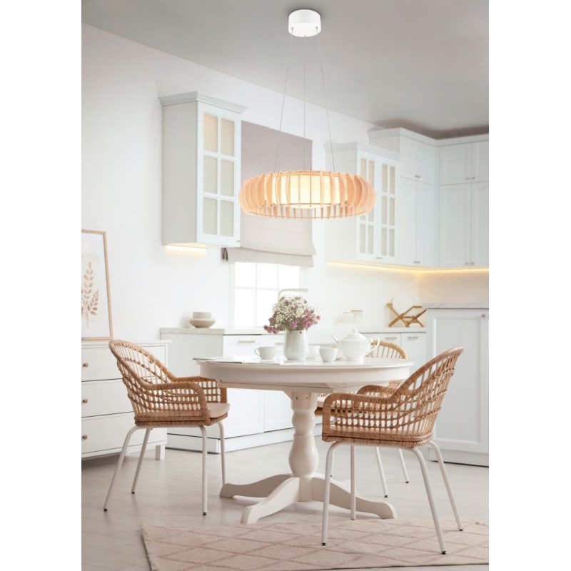 - Monte - Natural Wooden CCT Pendant with White Diffuser Trio-R32171930 - Monte - Natural Wooden CCT Pendant with White Diffuser