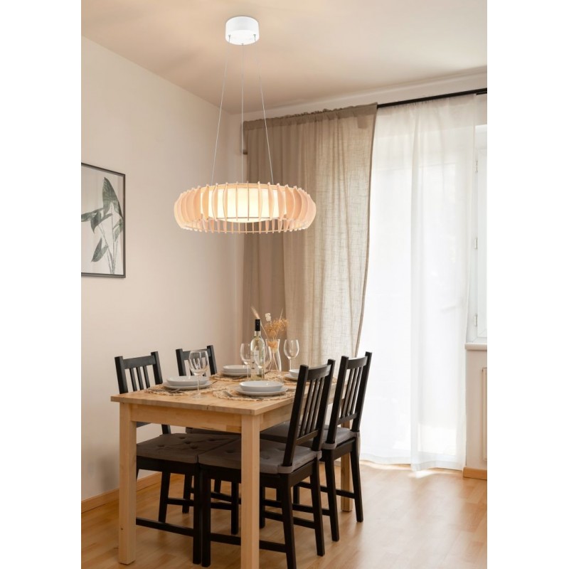 - Monte - Natural Wooden CCT Pendant with White Diffuser Trio-R32171930 - Monte - Natural Wooden CCT Pendant with White Diffuser