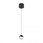 Senta - Chrome & Black Rise and Fall Pendant with White Diffuser