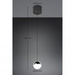 Senta - Chrome & Black Rise and Fall Pendant with White Diffuser