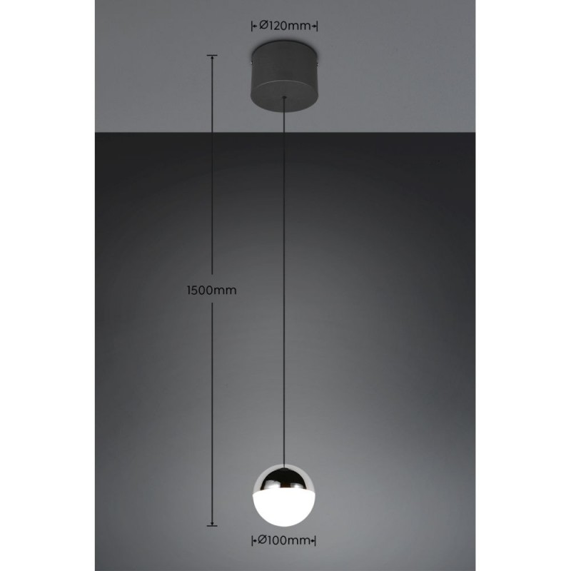 Trio-R33551106 - Senta - Chrome & Black Rise and Fall Pendant with White Diffuser