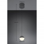 Senta - Anthracite Rise and Fall Pendant with White Diffuser