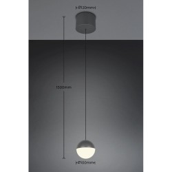 Senta - Anthracite Rise and Fall Pendant with White Diffuser