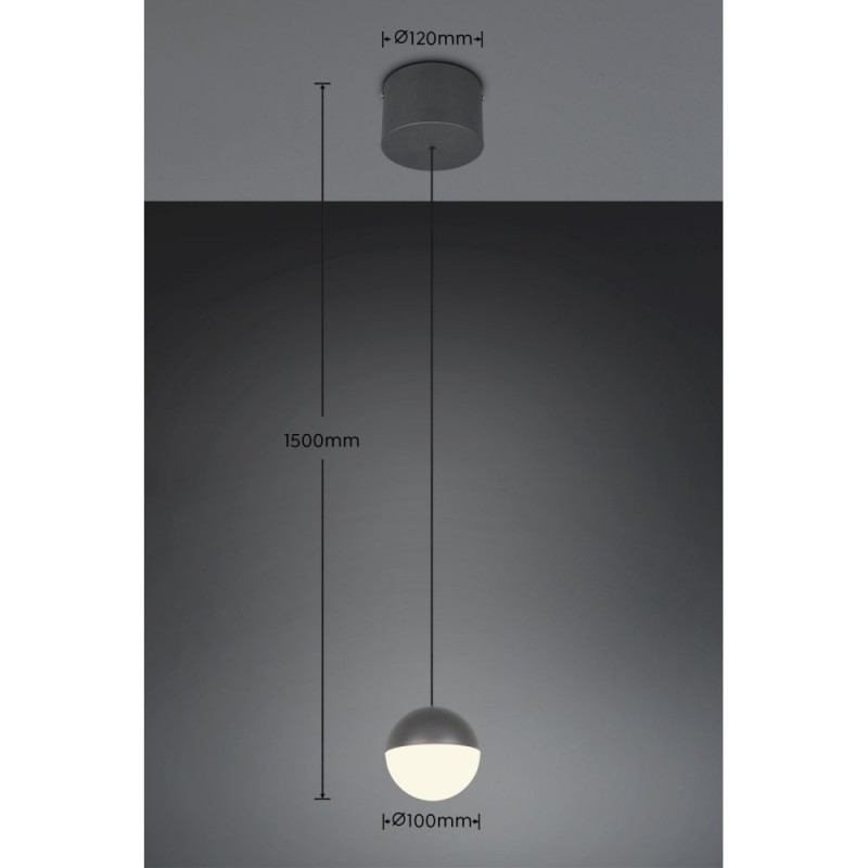 Trio-R33551142 - Senta - Anthracite Rise and Fall Pendant with White Diffuser