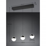 Senta - Chrome & Black 3 Light over Island Fitting with White Diffuser