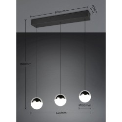Senta - Chrome & Black 3 Light over Island Fitting with White Diffuser