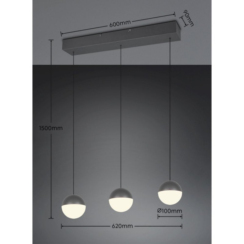 Trio-R33553142 - Senta - Anthracite 3 Light over Island Fitting with White Diffuser