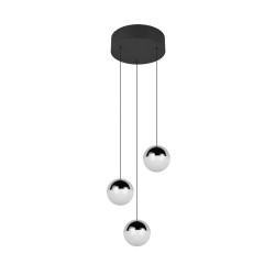 Senta - Chrome & Black 3 Light Cluster Pendant with White Diffuser