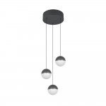 Senta - Anthracite 3 Light Cluster Pendant with White Diffuser