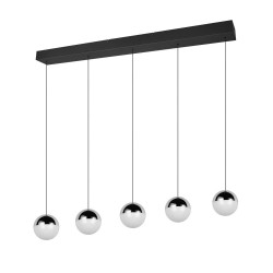 Senta - Chrome & Black 5 Light over Island Fitting with White Diffuser