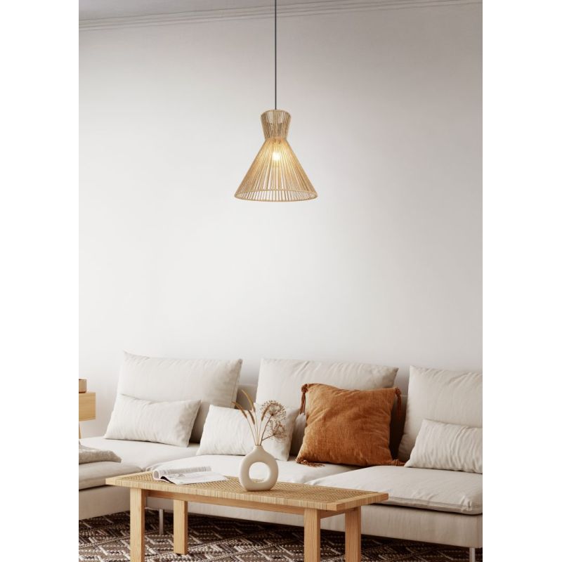 Trio-R36191036 - Rosalie - Matt Black Pendant with Paper Yarn Shade ∅ 35 cm