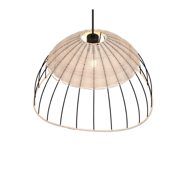 - Sandrine - Matt Black Pendant with Rattan Meshwork Trio-R36211032 - Sandrine - Matt Black Pendant with Rattan Meshwork