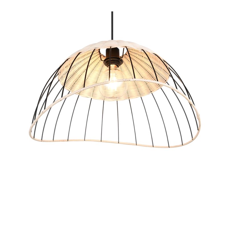 - Sandrine - Matt Black Pendant with Rattan Meshwork Trio-R36211032 - Sandrine - Matt Black Pendant with Rattan Meshwork
